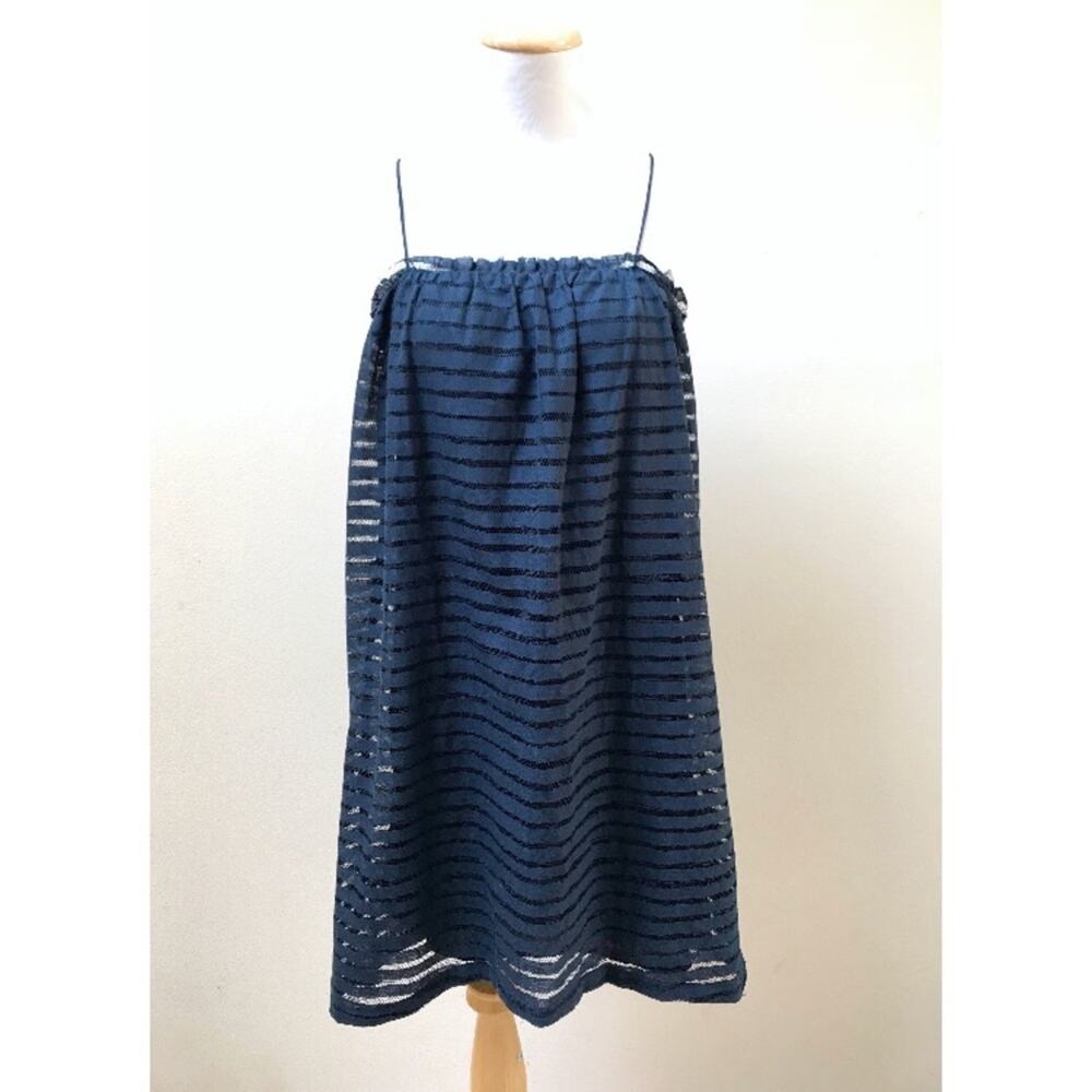 Amour Vert Navy Blue Sleeveless Mesh Lace Mini Shift Dress Women’s XS $228